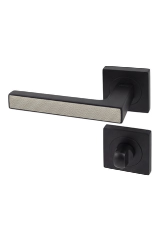 Poignée de porte à condamnation - Finition effet cuir argile - Pour porte de 30 à 50 mm
