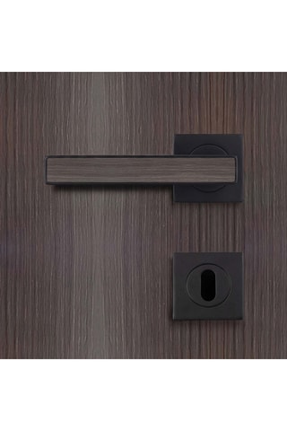 Poignée de porte à clé - Finition aspect chêne cendré - Pour porte de 30 à 50 mm