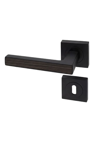 Poignée de porte à clé - Finition aspect chêne cendré - Pour porte de 30 à 50 mm