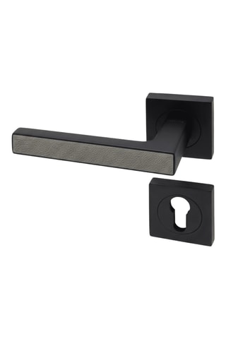 Poignée de porte à cylindre - Finition effet cuir lichen - Pour porte de 30 à 50 mm