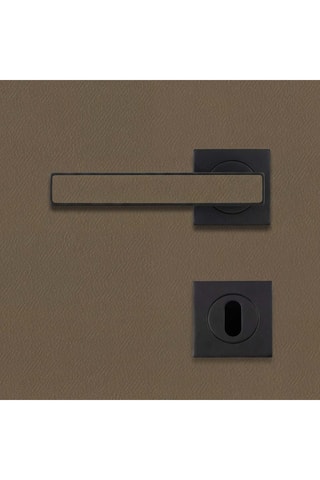 Poignée de porte à clé - Finition effet cuir lichen - Pour porte de 30 à 50 mm