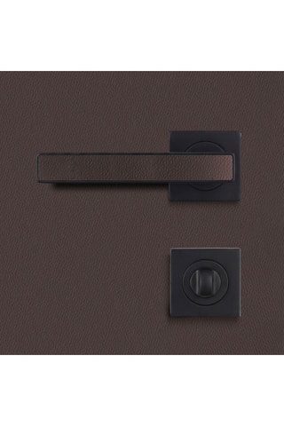 Poignée de porte à condamnation - Finition effet cuir basalte - Pour porte de 30 à 50 mm