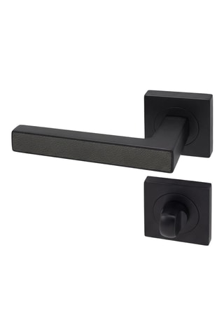 Poignée de porte à condamnation - Finition effet cuir basalte - Pour porte de 30 à 50 mm