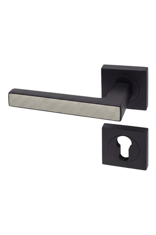 Poignée de porte à cylindre - Finition effet cuir argile - Pour porte de 30 à 50 mm