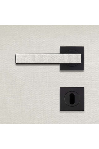 Poignée de porte à clé - Finition aspect textile perle - Pour porte de 30 à 50 mm