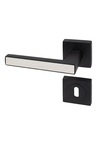 Poignée de porte à clé - Finition aspect textile perle - Pour porte de 30 à 50 mm