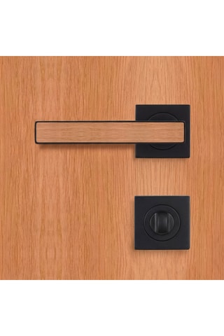 Poignée de porte à condamnation - Finition aspect chêne naturel - Pour porte de 30 à 50 mm