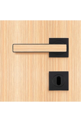 Poignée de porte à clé - Finition aspect chêne clair - Pour porte de 30 à 50 mm