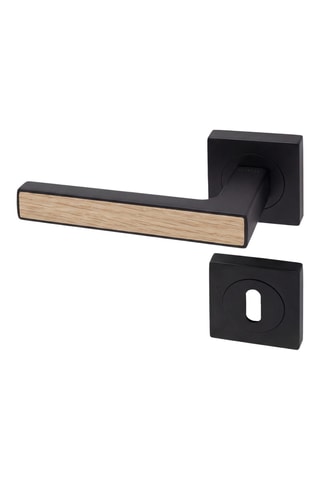 Poignée de porte à clé - Finition aspect chêne clair - Pour porte de 30 à 50 mm
