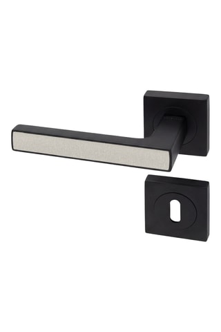 Poignée de porte à clé - Finition aspect textile opale - Pour porte de 30 à 50 mm