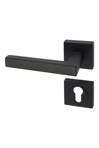 Poignée de porte à cylindre - Finition effet cuir basalte - Pour porte de 30 à 50 mm