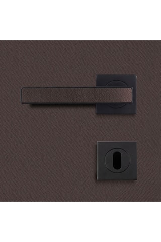 Poignée de porte à clé - Finition effet cuir basalte - Pour porte de 30 à 50 mm