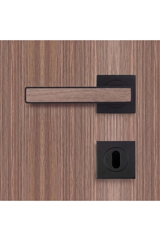 Poignée de porte à clé - Finition aspect chêne gris - Pour porte de 30 à 50 mm