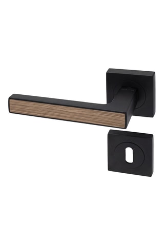 Poignée de porte à clé - Finition aspect chêne gris - Pour porte de 30 à 50 mm