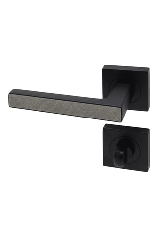 Poignée de porte à condamnation - Finition effet cuir lichen - Pour porte de 30 à 50 mm