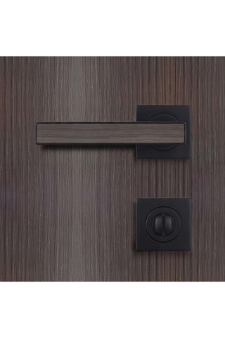Poignée de porte à condamnation - Finition aspect chêne cendré - Pour porte de 30 à 50 mm