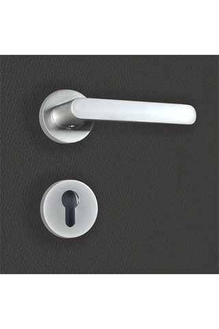 2 poignées de porte à cylindre - 12,9 x 6 x 3,7 cm - aspect chrome mat