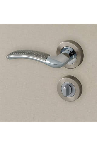 2 poignées de porte à clé Ancône - 11,8 x 2,4 x 6,4 cm - finition chrome/satin/nickel