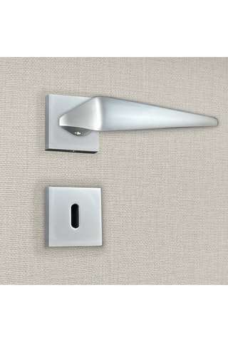 2 poignées de porte à clé Sofia - 14,3 x 6,2 x 3,7 cm - finition satin/nickel