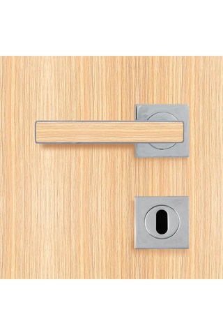 2 poignées de porte à clé Premium - 12 x 5,8 x 4,7 cm - décor chêne clair