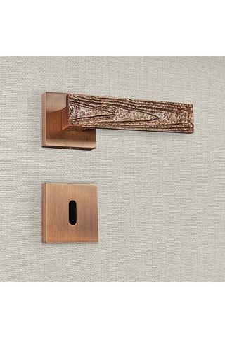2 poignées de porte à clé Olivia - 13,4 x 5,8 x 4 cm - aspect bronze brossé