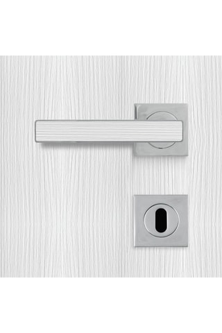 2 poignées de porte à clé Premium - 12 x 5,8 x 4,7 cm - décor chêne blanc