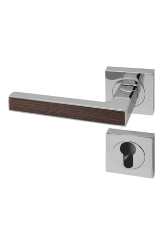 Poignée à cylindre Classic - Imitation noyer et chrome - Pour porte de 30 à 50 mm