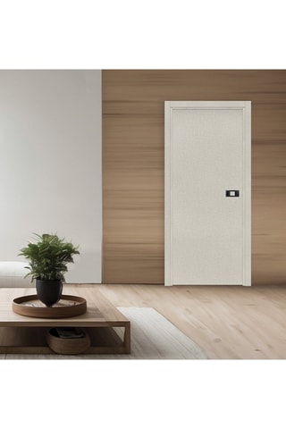 Bloc-porte d'intérieur Miro avec poignée Exclusive - Imitation textile opale et noir - 63 x 204 cm