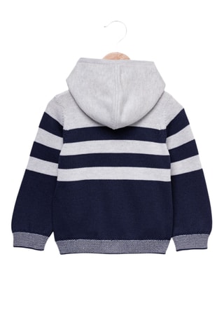 Gilet à capuche - Indigo et blanc
