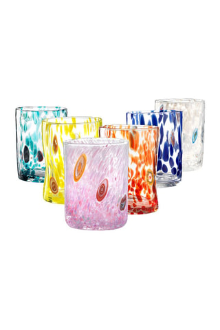 6 vasos de vidrio soplado de manera tradicional Murrine - 30 cl