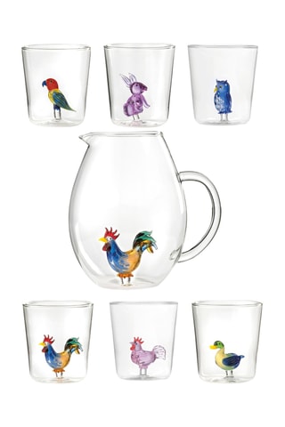 Vasos y jarra Pet Friends - 7 piezas