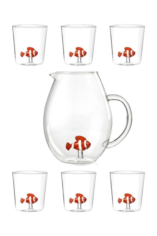 Vasos y jarra Pet Friends - 7 piezas