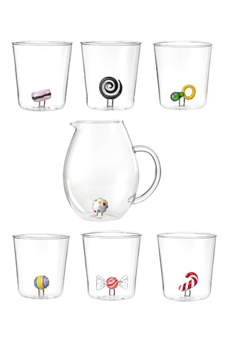 Vasos y jarra Candies - 7 piezas