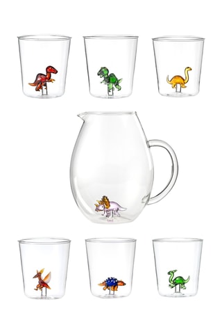Vasos y jarra Dinos - 7 piezas