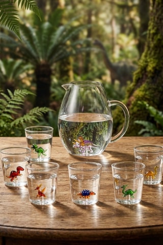 Vasos y jarra Dinos - 7 piezas