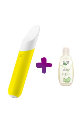 Vibratore Ultra Power Bullet 7 Satisfyer e lubrificante Sezmar Bubble Gum - 8 cm - 90 ml