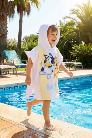 Poncho à capuche Bluey - Bleu