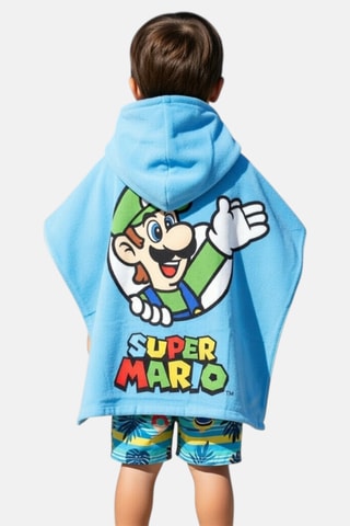 Poncho à capuche Mario - Bleu