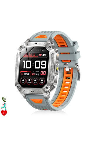 Smartwatch intelligente QS86 - Grigio, arancione e argentato