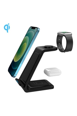 Base di ricarica wireless Qi 3 in 1 - Nero