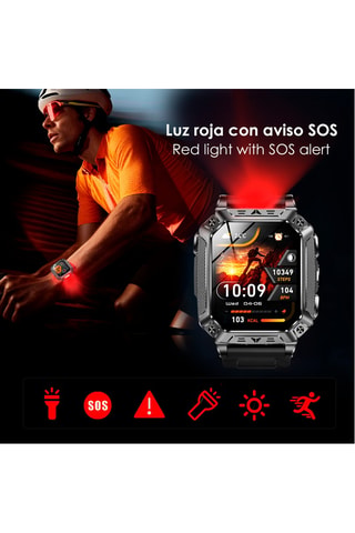 Smartwatch intelligente QS86 - Nero, arancione e argentato