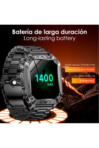 Smartwatch intelligente QS86 - Nero, arancione e argentato