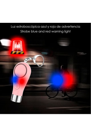 Allarme SOS personale rosa con luce LED ricaricabile