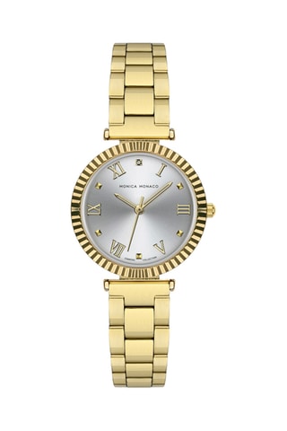 Montre à quartz en acier et diamant