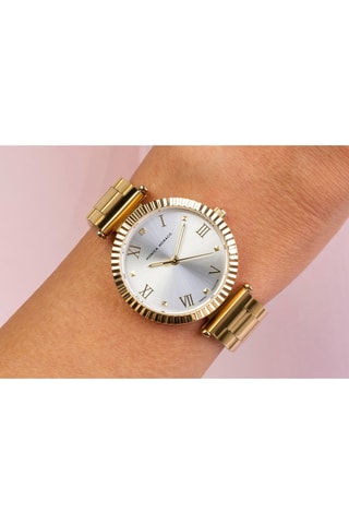 Montre à quartz en acier et diamant