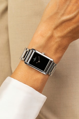 Montre à quartz en acier - Argenté et noir