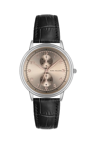 Montre à quartz en cuir - Noir et argenté