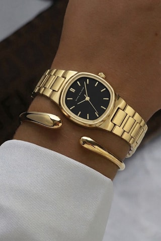Montre à quartz en acier - Doré et noir