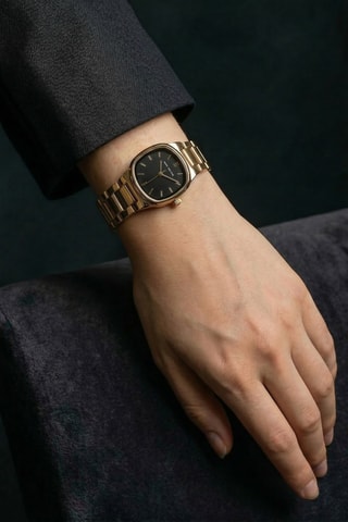 Montre à quartz en acier - Doré et noir