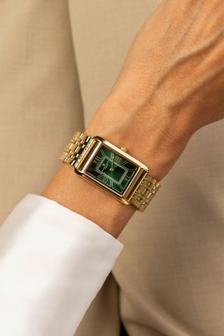 Montre à quartz en acier - Doré et vert